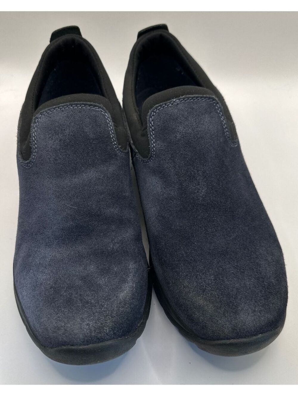 Unisex Lands End Navy Blue Suede Slip-ons Women's Size 8D and Mens Size 6.5